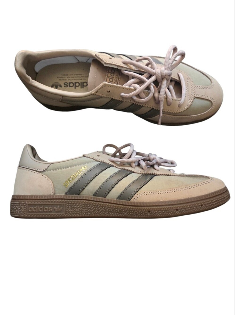 Adidas Spezial Sneakers 9.5 Cream Taupe Gum Sole Suede Shoes